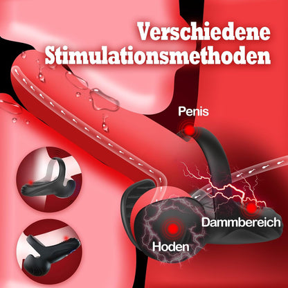 Doppel-Hodensack Penistrainer Vibrator Cock Ring mit 10 Vibrationsmodi