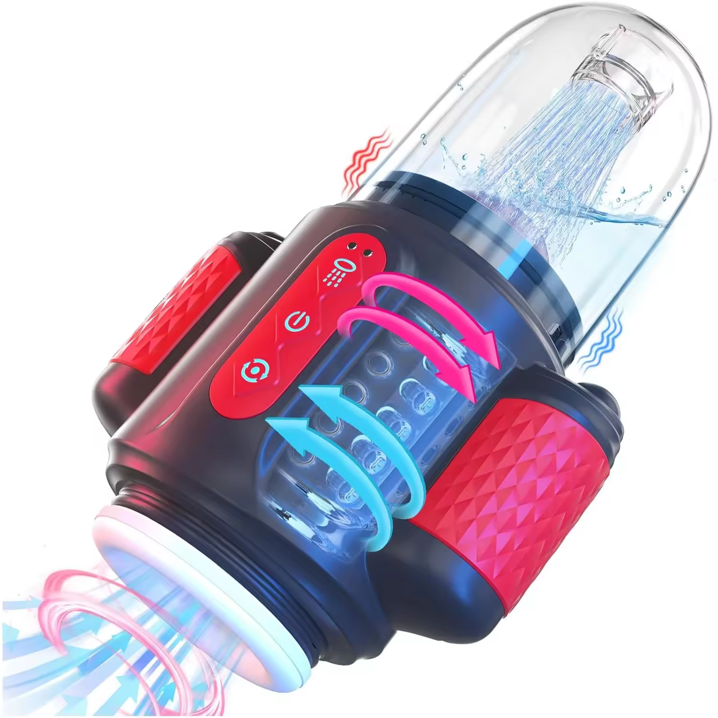 7 IN 1 Automatische Wassersprüh Rotations Vibrations Blowjob Penis Stroker Trainer