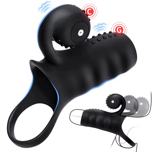 Doppelter Motor 4 IN 1 Penisring Vibrator Penishülle mit Klitorisstimulator & 9 Vibrationsmodi