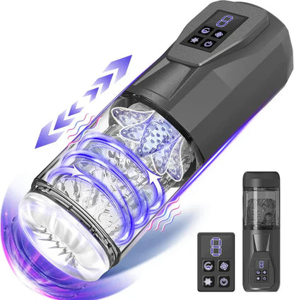 Automatischer Masturbator Stroker Blowjob mit 7 Vibrations & Rotations & Stoß & Leckmodi