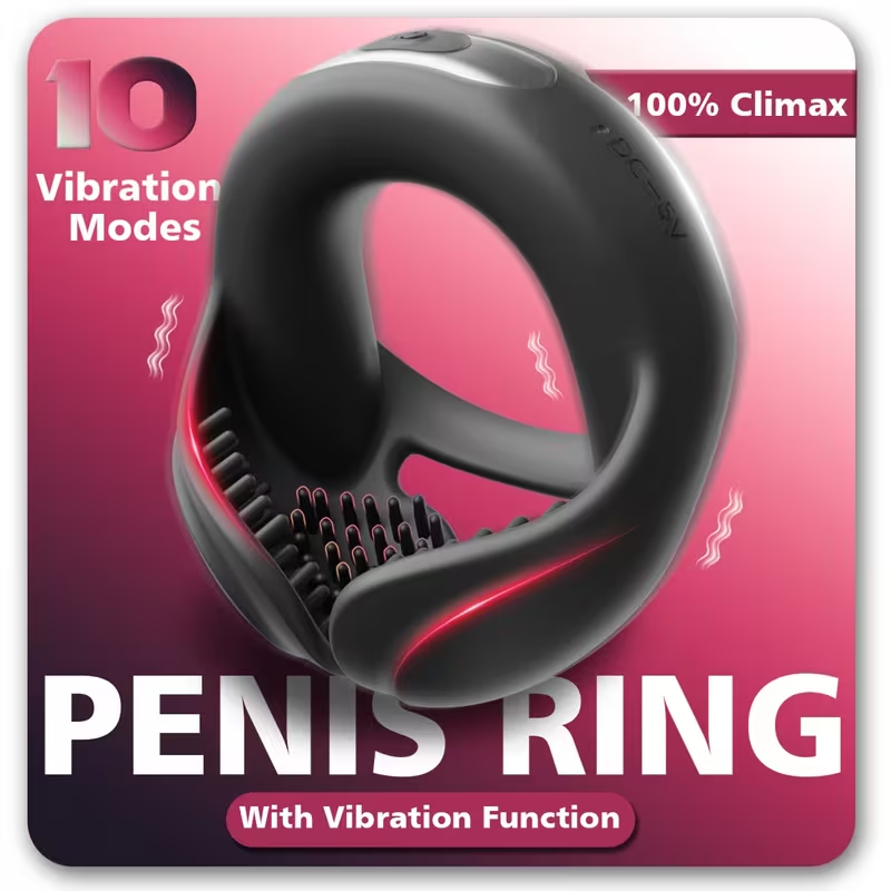 2 IN 1 Extrem Vibrierender Penisring Massagegerät mit 10 Vibrationsmodi