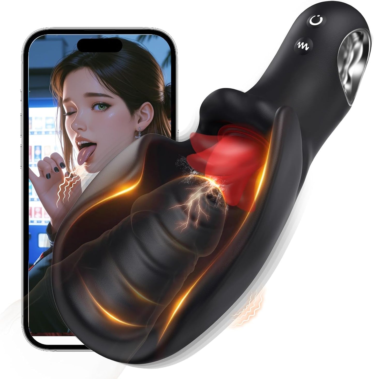 Zungenlecken Flattern Masturbatoren Penistrainer Vibrator mit 10 Zungenleck & Schlagmodi & Vibrationsmodi