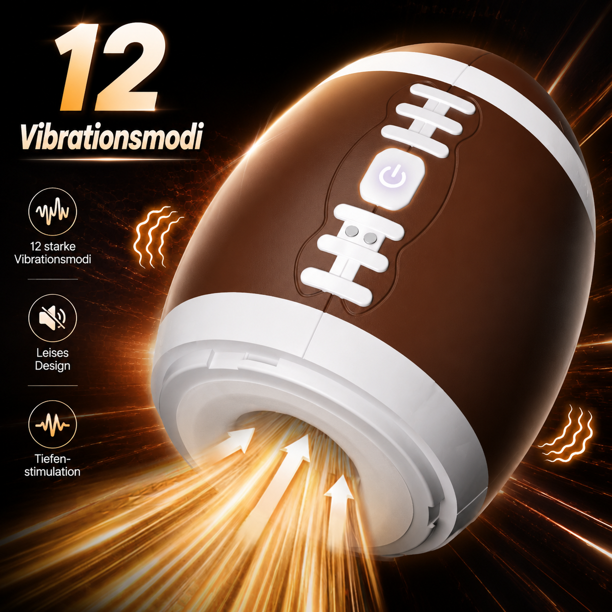Fußballform Penis Trainer Blowjob Stroker Masturbator mit 12 Vibrationsmodi