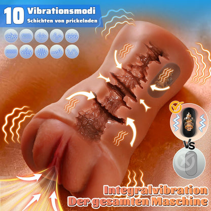 Vibrierender Realistischer Masturbator Blowjob Pocket Pussy mit 10 Vibrationsmodi