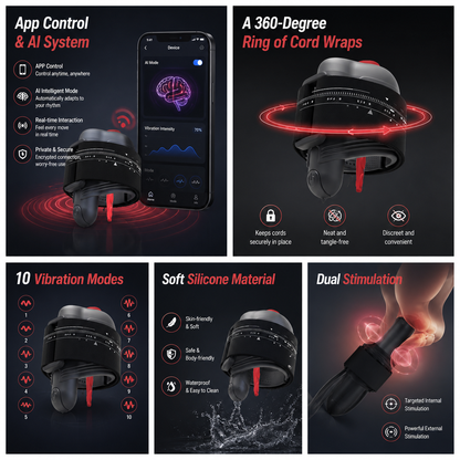KI-gesteuerter Penis Vibrator Eicheltrainer Harnröhrenstimulator mit 10 Vibrationsmodi