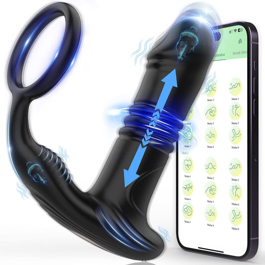 6 telescopische modi 9 vibratiemodi app anale vibrators groot met schokfunctie prostaatvibrator 