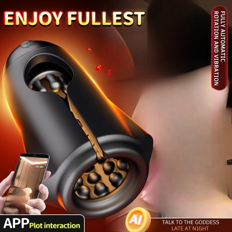 App-gesteuerter Penis Trainer Blowjob Eichelstimulator mit 9 Rotations und Vibrationsmodi