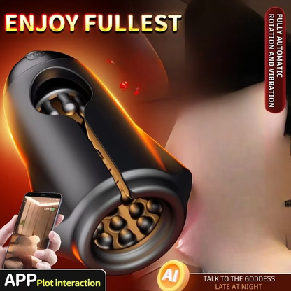 App-gesteuerter Penis Trainer Blowjob Eichelstimulator mit 9 Rotations und Vibrationsmodi