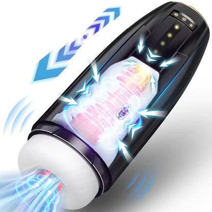 3 IN Automatischer Masturbator Penis Stroker mit 10 Vibrations & Saug & Stoßmodi