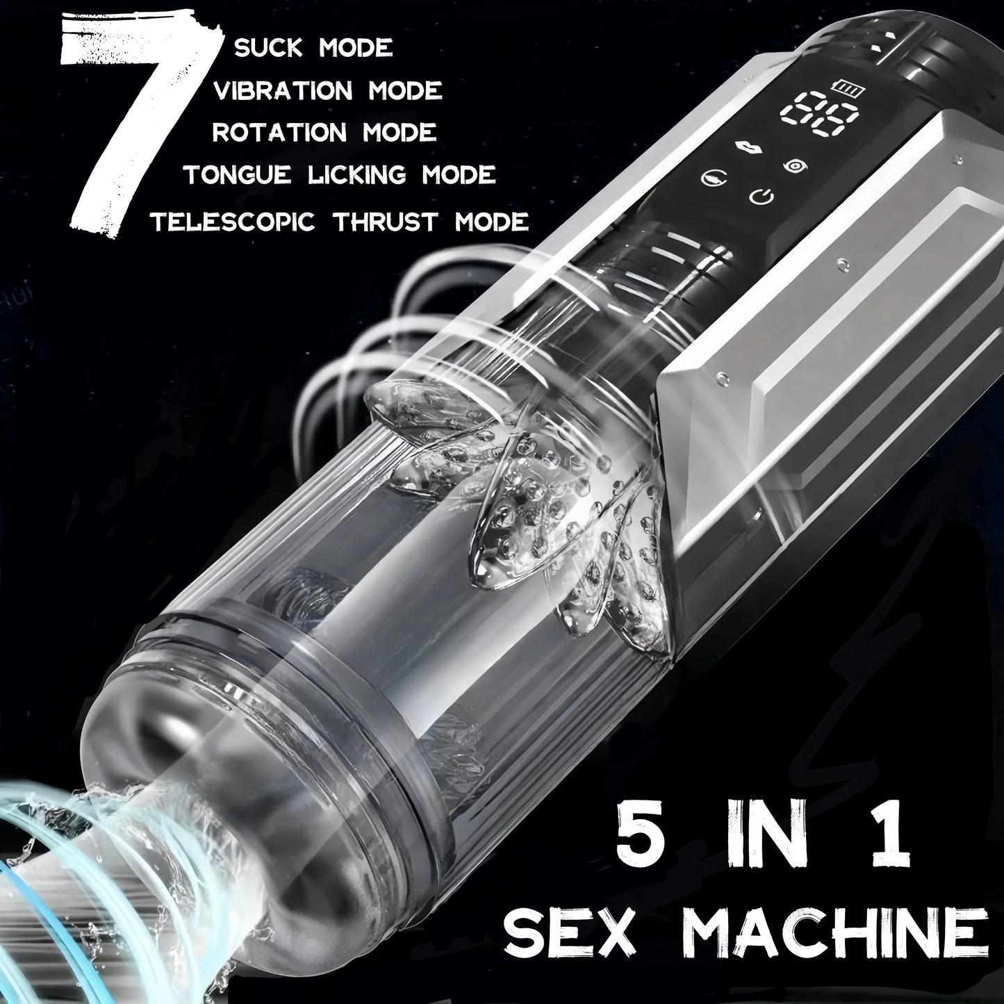 Elektrischer Masturbatoren Blowjob mit 7 Saug 7 Teleskop Dreh & 7 Vibrationsfunktionen