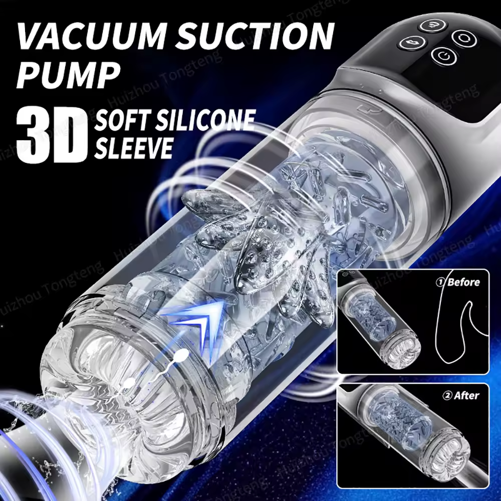 3 IN 1 Automatischer Masturbator Penispumpe Trainer mit 4 Pumpmodi und 7 Vibrationsmodi
