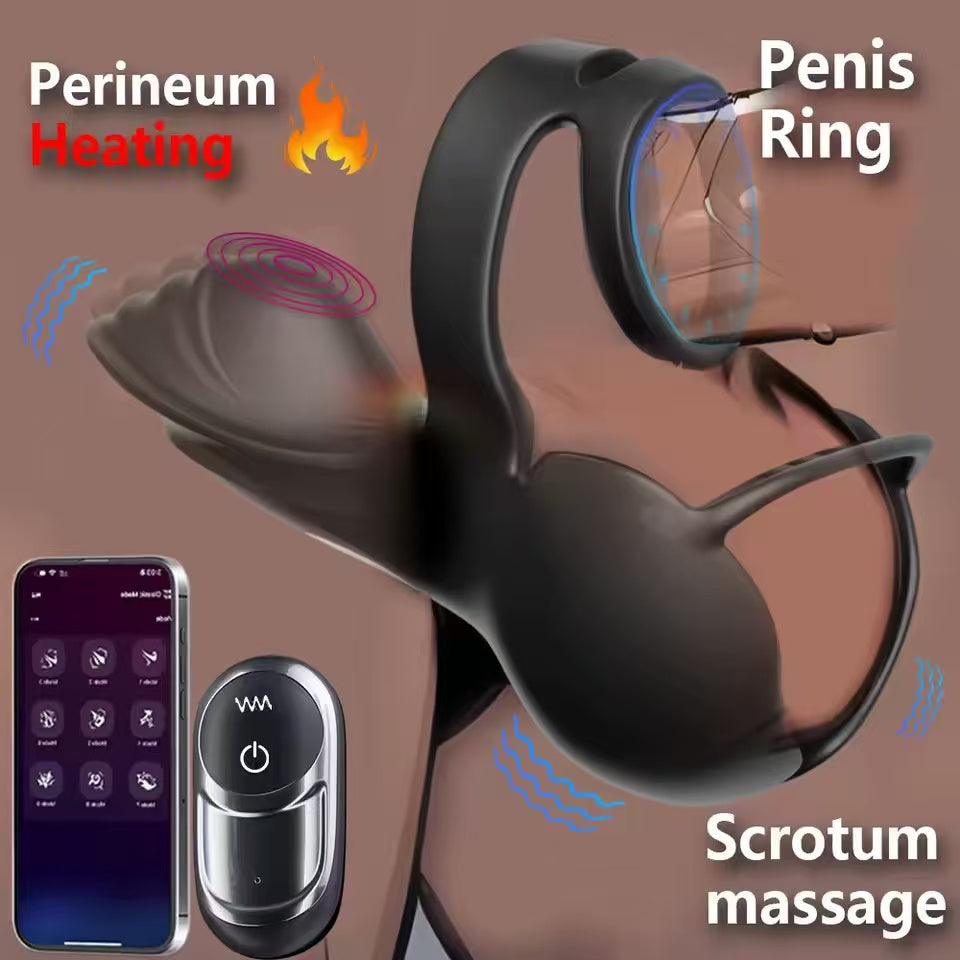 360° Hoden Vollabdeckungsstimulator Penistrainer Cock Ring mit 9 Vibrations & Heizmodi