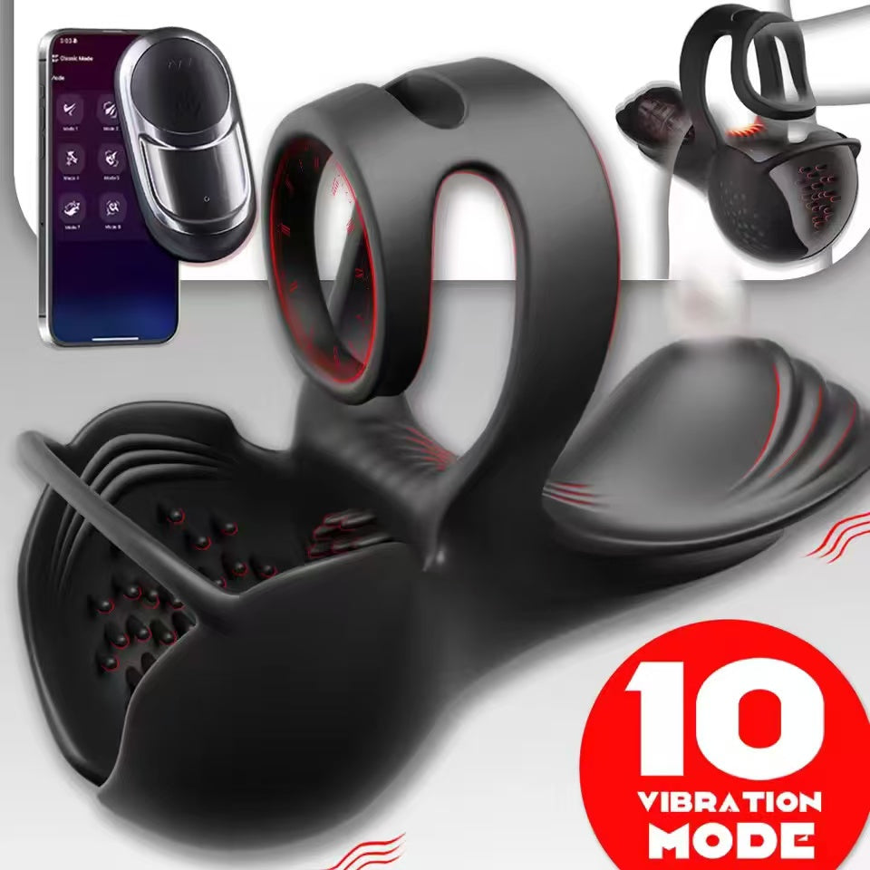 360° Hoden Vollabdeckungsstimulator Penistrainer Cock Ring mit 9 Vibrations & Heizmodi