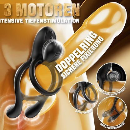 Doppelter Hodenvibrator Penis Trainer Stimulator mit 3 Motoren und 10 Vibrationen