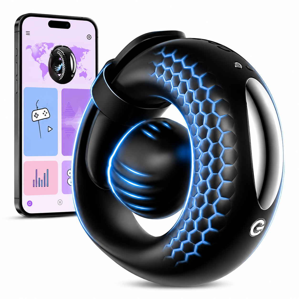 Verstellbarer Penisring Vibrator Perlen-Hodenring Stimulator mit 10 Vibrationsmodi