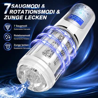 6 IN 1 Automatik Masturbator Penispumpe mit 7 Saugmodi & Rotationsmodi & Zunge lecken
