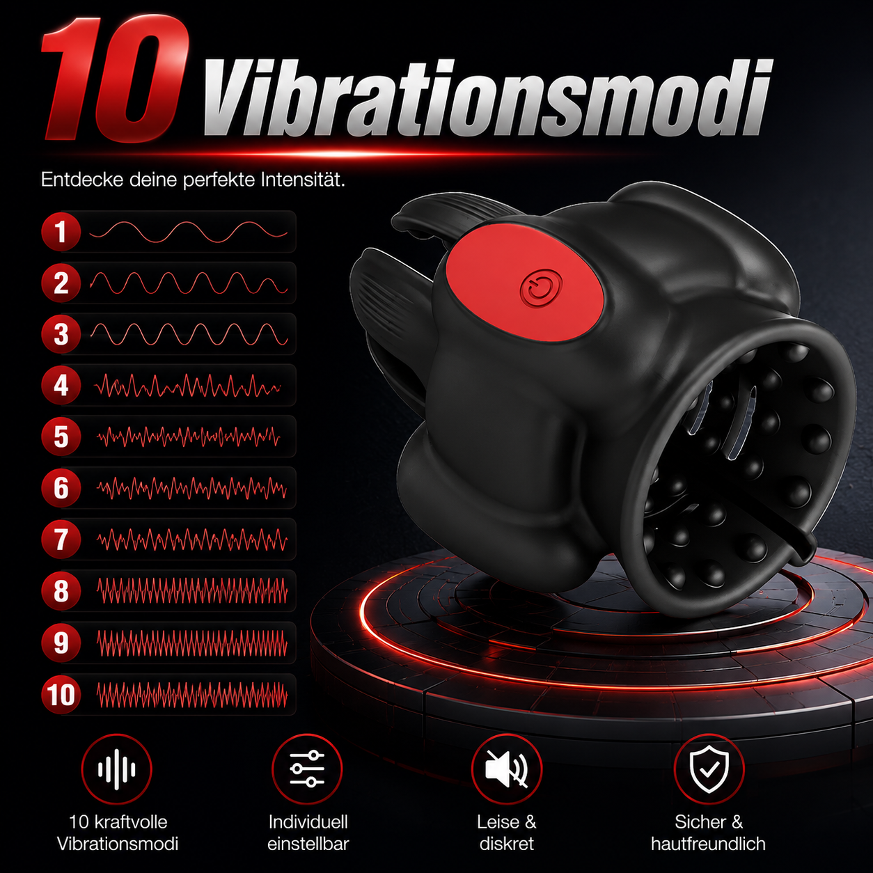 Elektrischer Masturbator Eichel Massage Vibrator Penis Stimulations mit 10 Vibrationsmodi