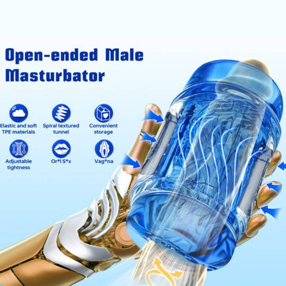 Open-Ended Quetschbarer Masturbator Penistrainer Stroker Blowjob mit Spiralstruktur