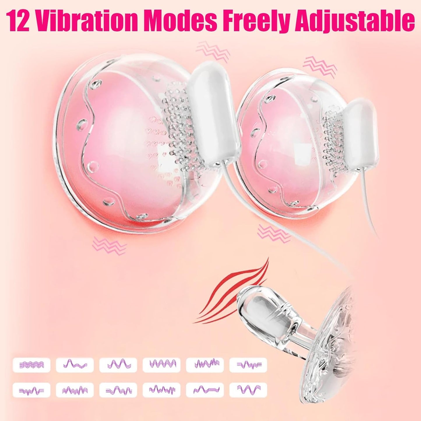 2 IN 1 Klitoris Vibrator Brustwarzenmassage G-Punkt Stimulator mit 12 Vibrationsmodi