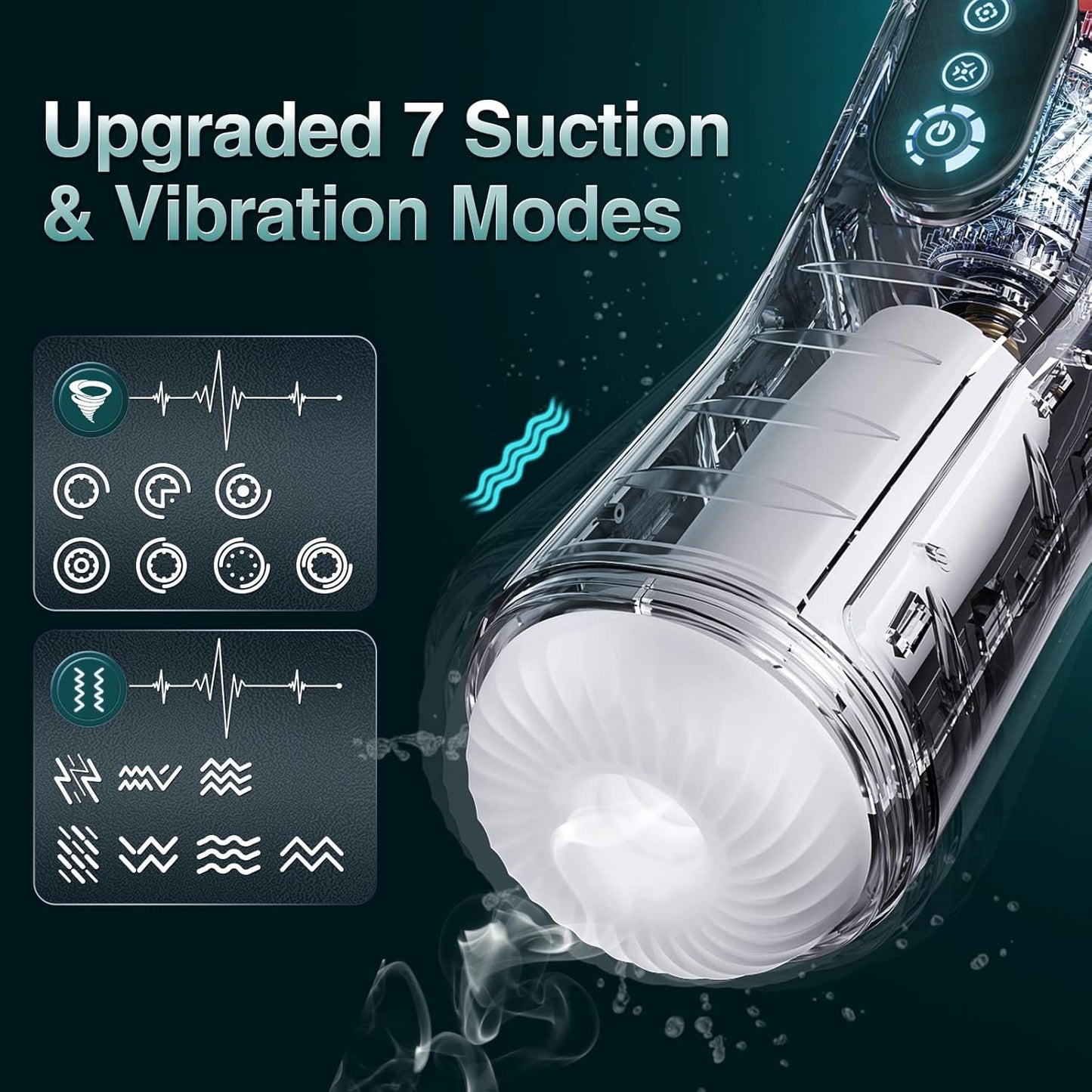 Automatischer Masturbator Stroker Blowjob mit 7 Vibrations & 7 Saugmodi & Heizmodi