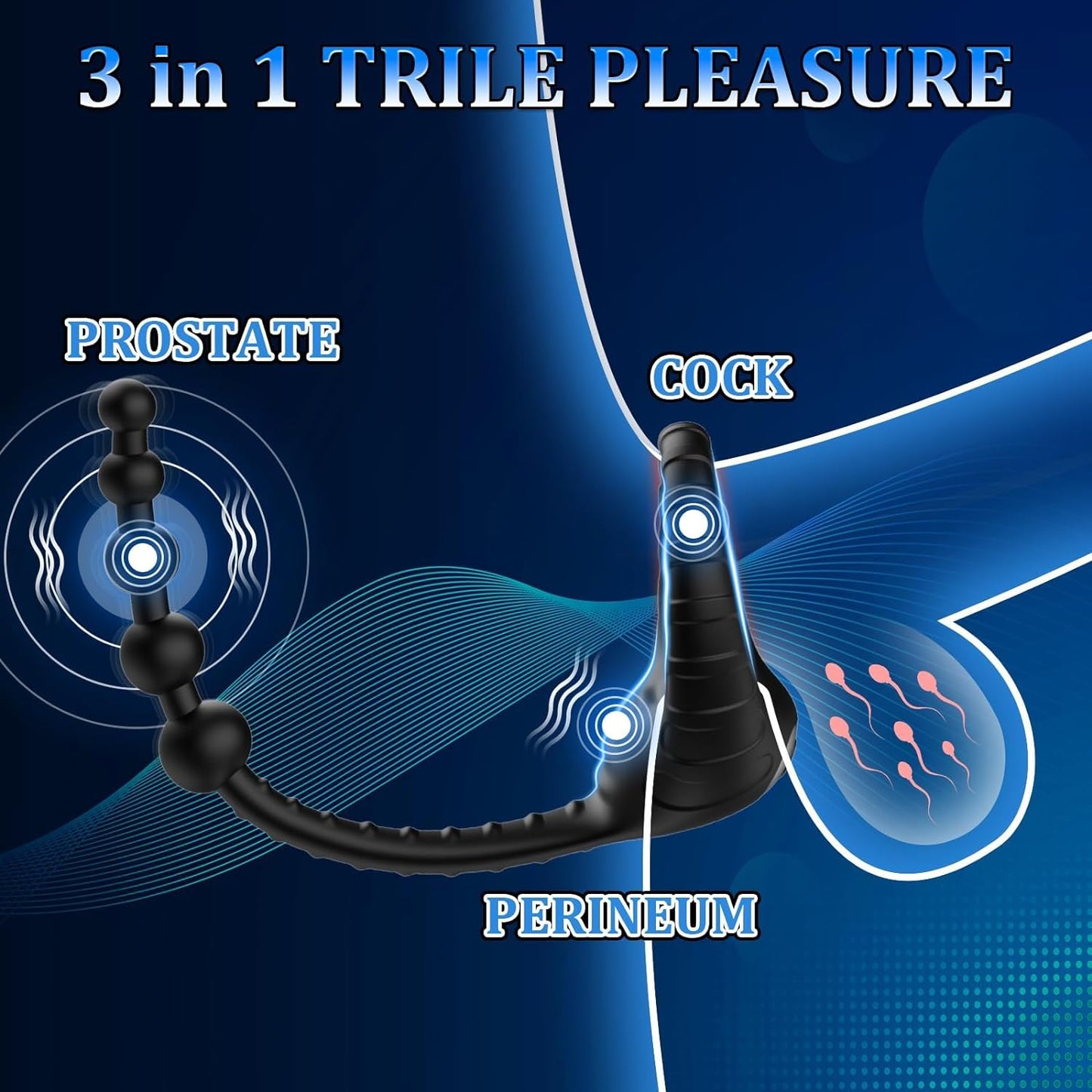 3-in-1 Lustmeister penisring anaalkralen buttplug met 10 vibraties 