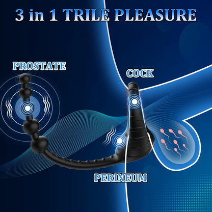 3-in-1 Lustmeister penisring anaalkralen buttplug met 10 vibraties 