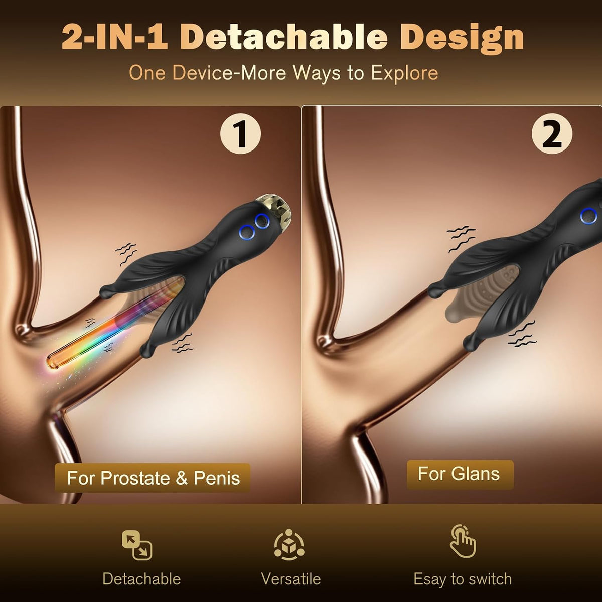 Abnehmbarer Harnröhren Trainer Penisvibrator Stimulator mit 7 LED-Farben & 14 Beleuchtungs & 10 Vibrationsmodi