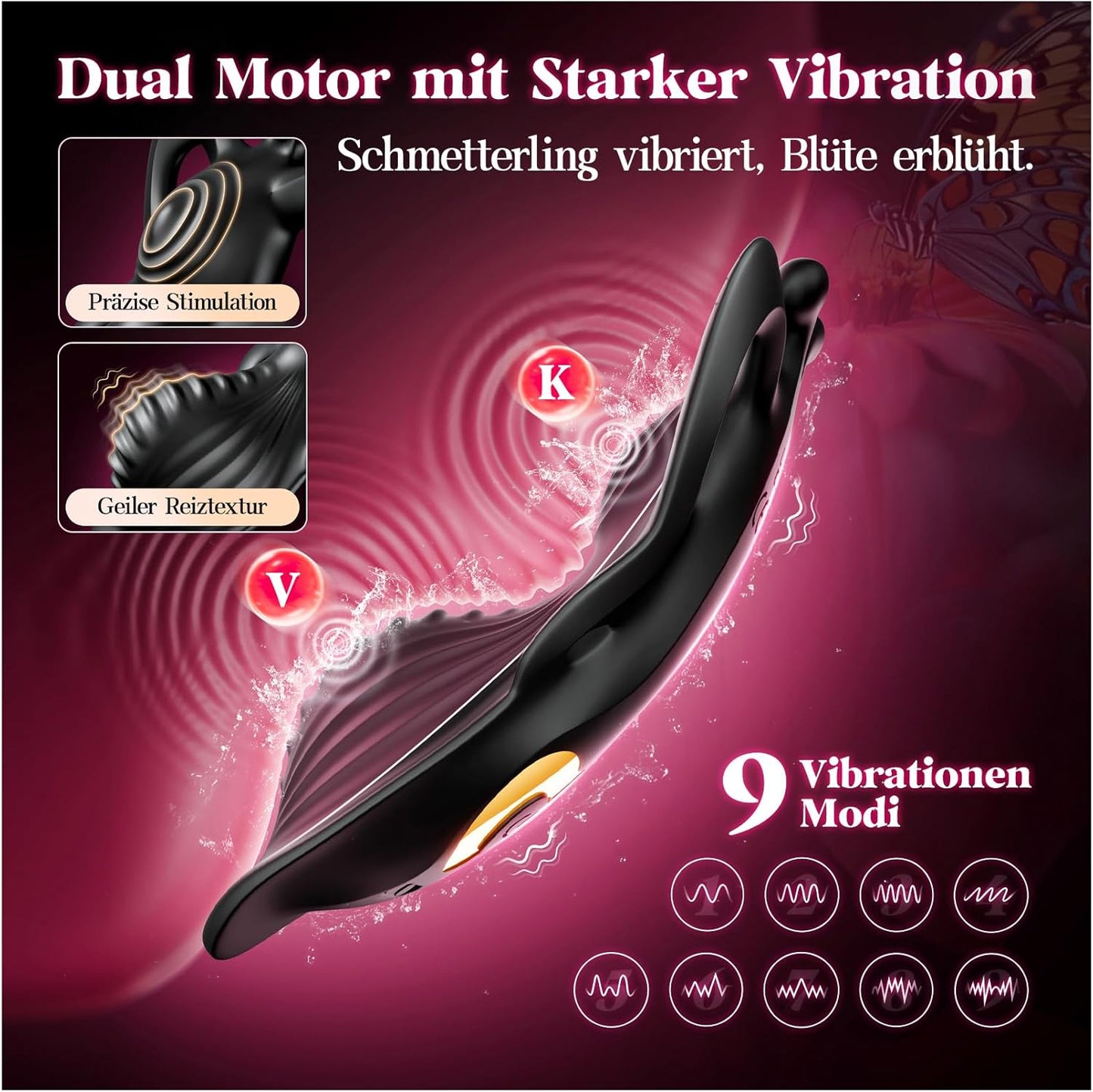 Klitoris Vulva Vibrator Butterfly Klitorisstimulator mit 9 Vibrationen & APP Fernbedienung