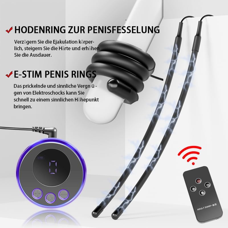 Elektro Schock Eichel Hülse Penis Trainer Set mit Penisringe Hodenring