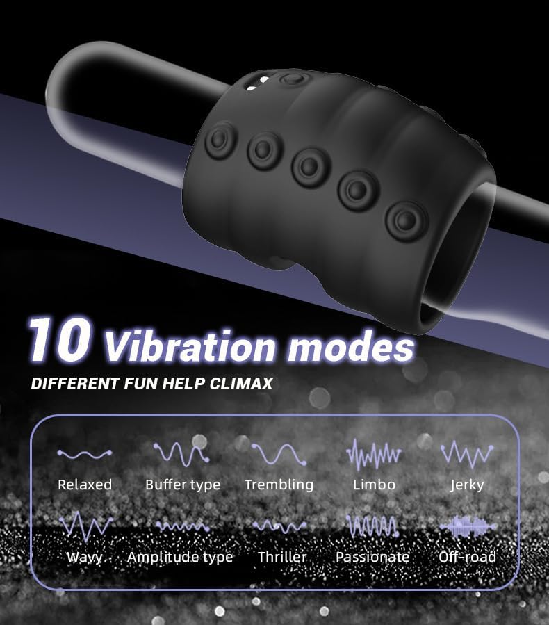 60°-Weichperlen Penishülle Penistrainer Cockring mit 10 Vibrationsmodi