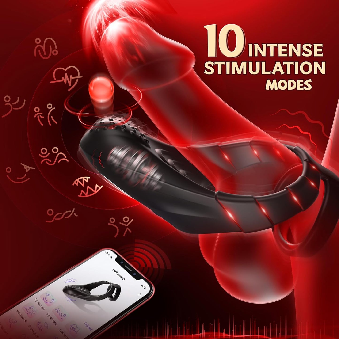 Doppelte Cockring Penistrainer Vibrator Stimulator mit 10 Vibrationsmodi