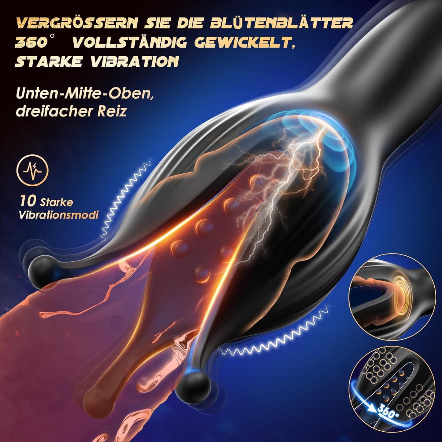 2-in-1 Penis Trainer Eichelvibrator Masturbieren mit 10 Frequenzen Präziser Stimulation