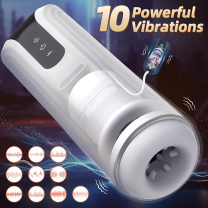 Elektrische Masturbator Penis Stimulator mit 10 Vibrationen 7 Teleskoprotationen