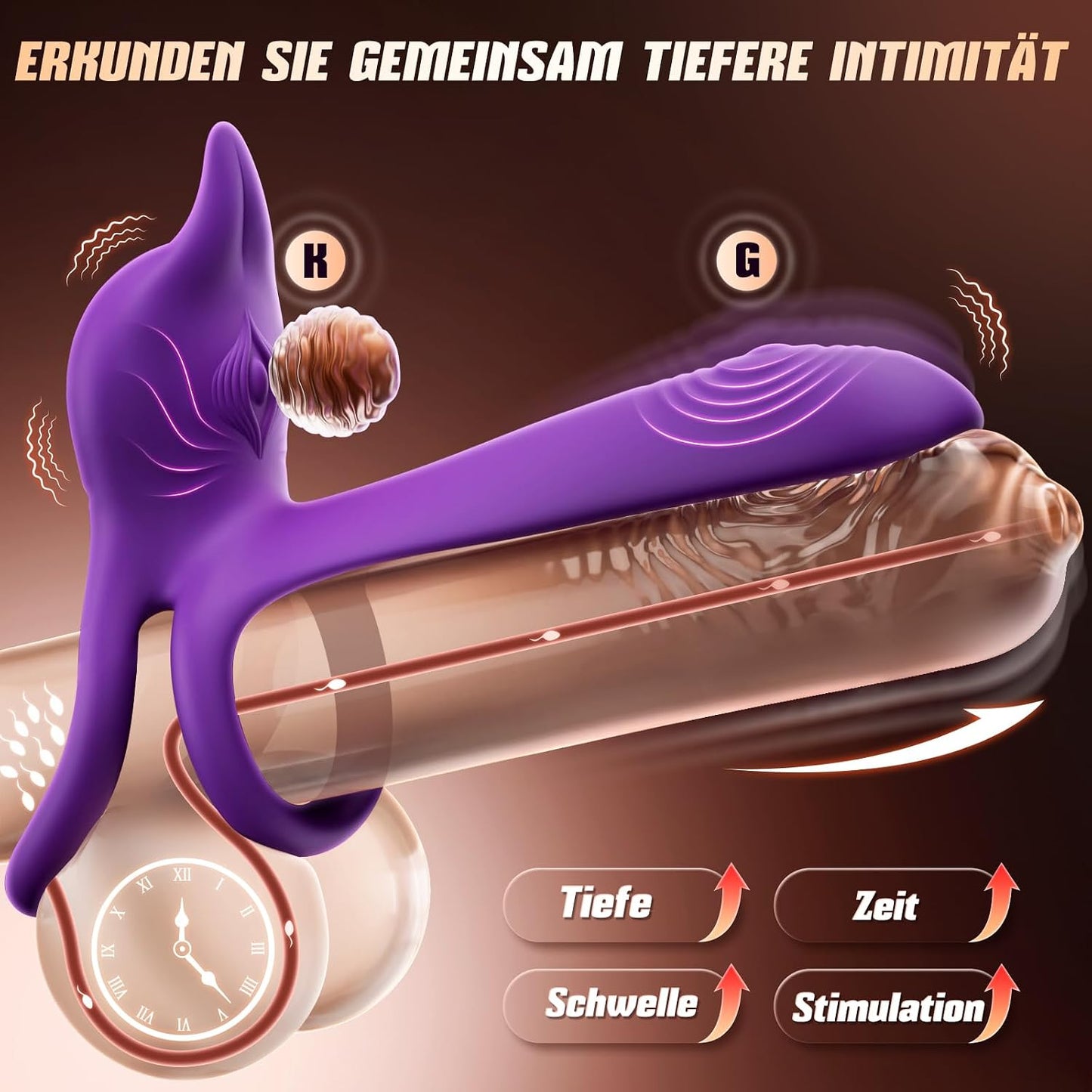 Dual Cockring Penistrainer Vibrator Klitoris Stimulator mit 10 Vibrationsmodi