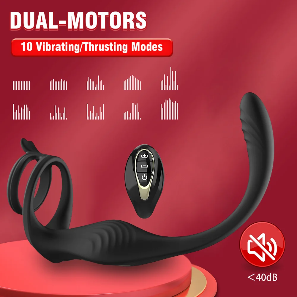 Analvibrator Penisring Prostatamassagegerät Butt Plug mit 9 Vibrations und Stoßmodi