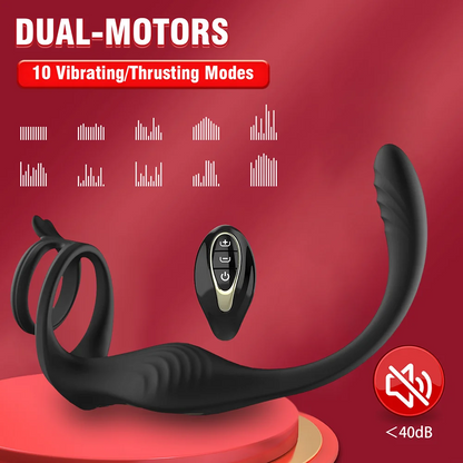 Analvibrator Penisring Prostatamassagegerät Butt Plug mit 9 Vibrations und Stoßmodi