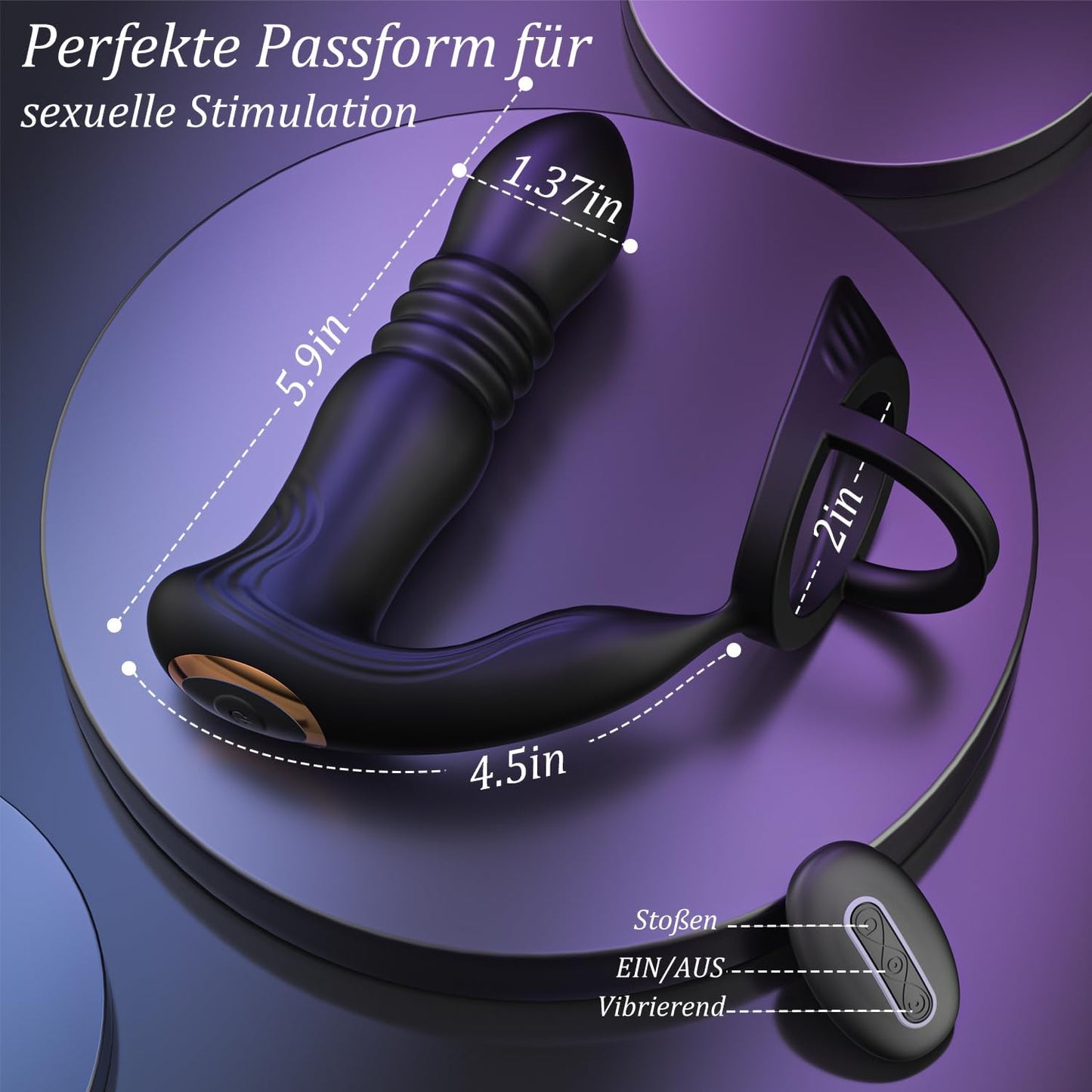 4 in 1 Prostata Penisring Analvibratoren mit 3 Schock und 10 Vibrationsmodi