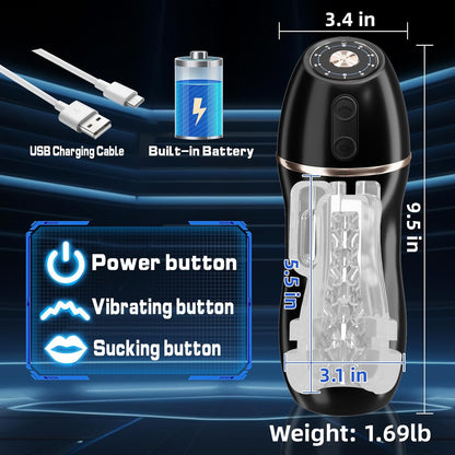 Automatischer Masturbator Pocket Pussy Stroker Blowjob mit 10 Vibrations und 5 Saugmodi
