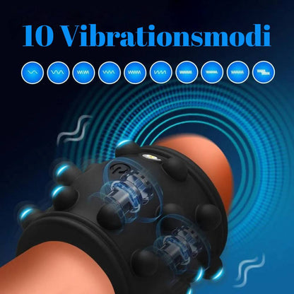 360° weiche Perlen Penisring Vibrator Penishülle Sleeve Cockring mit 10 Vibrationen