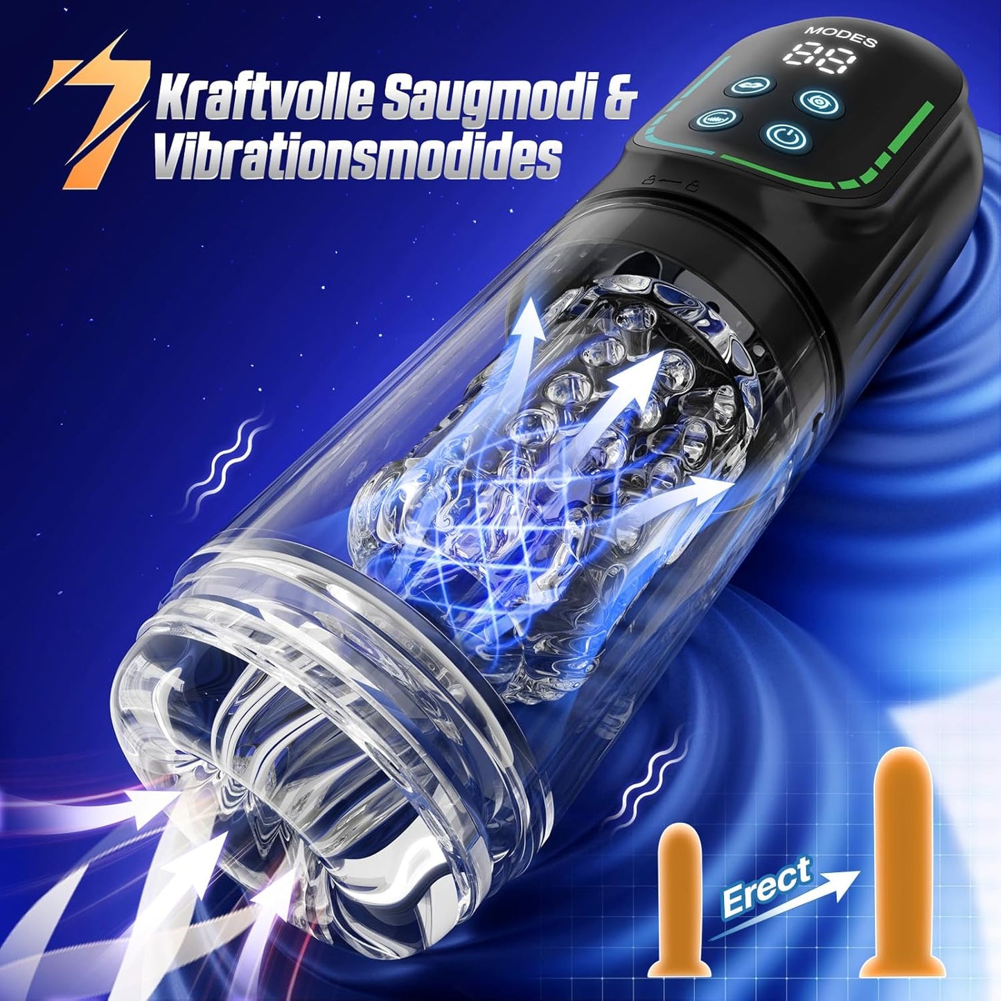 Elektrischer Masturbator Penispumpe Stroker mit 7 Teleskopfunktion & Rotierend & Saugen