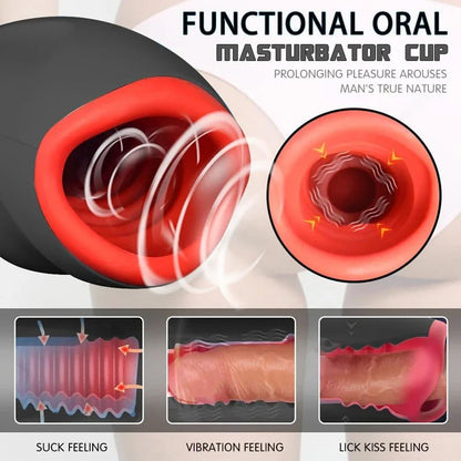 Elektrisch Masturbator Stroker Blowjob mit 10 Vibrationsmodi & Ein-Knopf-Heizfunktion