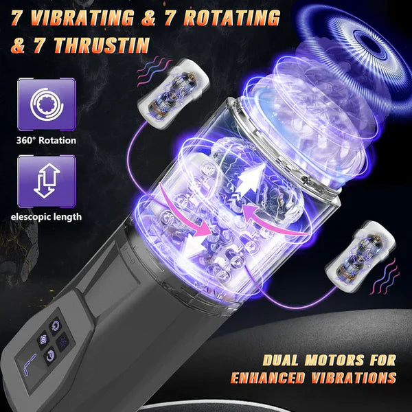 Automatischer Masturbator Stroker Blowjob mit 7 Vibrations & Rotations & Stoß & Leckmodi