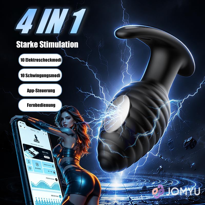 Stark E-stim Analvibratoren Prostata Stimulation mit 10 Vibrationsmodi ＆ Elektrische Schockmodi