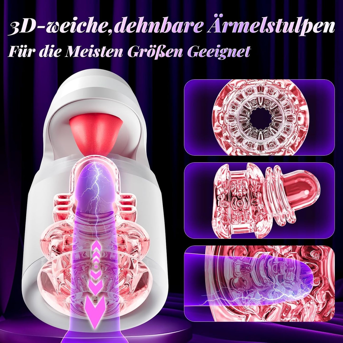 Elektrischer Masturbator Penistrainer Blowjob Stroker mit 10 Stoß und 10 Leckmodi