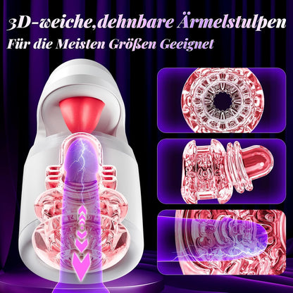 Elektrischer Masturbator Penistrainer Blowjob Stroker mit 10 Stoß und 10 Leckmodi