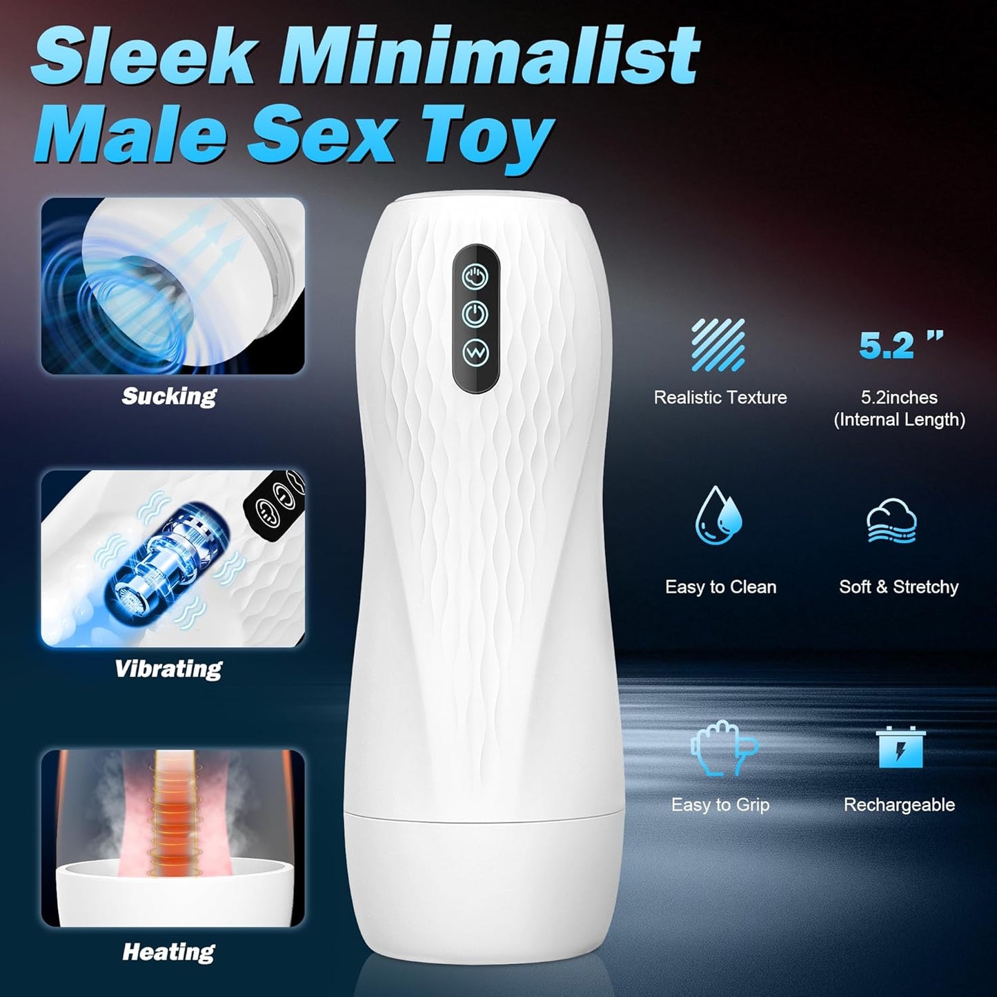 Automatischer Masturbator Stroker Blowjob Maschine mit 5 Saug und 10 Vibrationsmodi