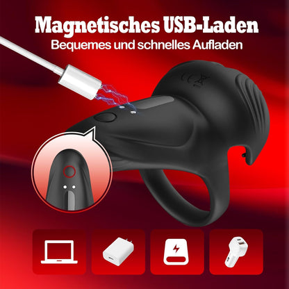 Doppel-Hodensack Penistrainer Vibrator Cock Ring mit 10 Vibrationsmodi