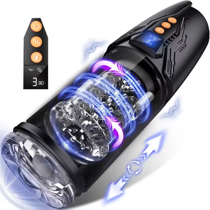 Realistischer Masturbatoren Penis Stroker Blowjob mit 7 Schub & Rotations & Vibrationsmodi