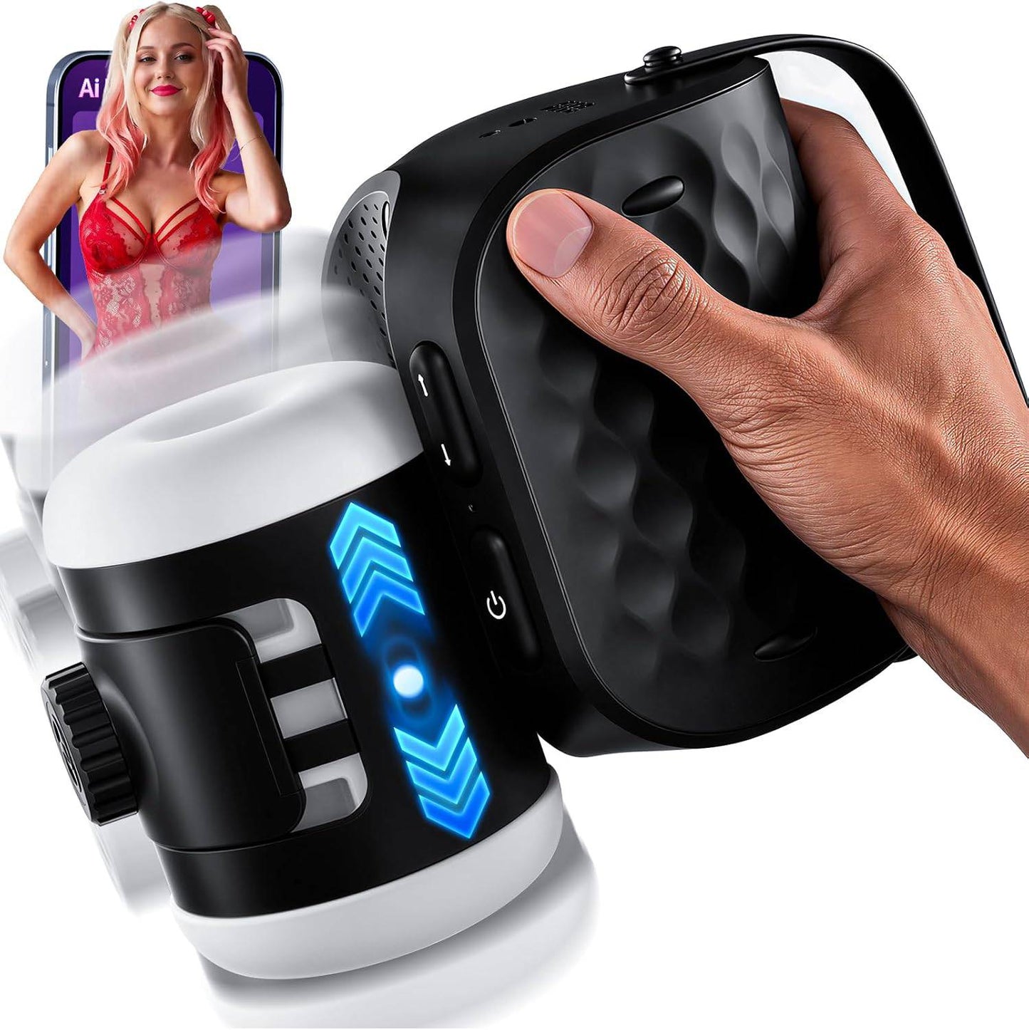 200 Stößen/Minute Kompakter Masturbator Taschenmuschi Stroker Blowjob mit 3 Stoßmodi