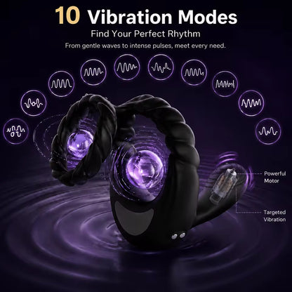 3 IN 1 Cock Ring Penisrainer Vibrator Hoden Stimulator Dammstimulationmit 10 Vibrationsmodi